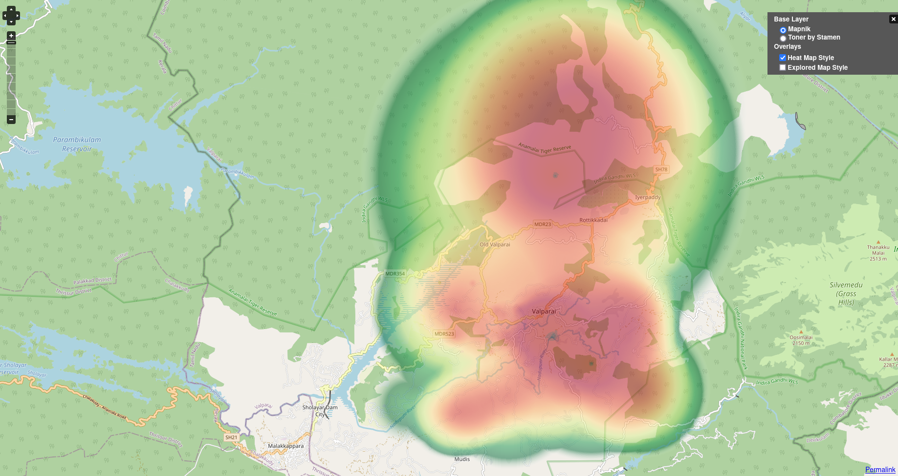 Screenshot of my edits on Valparai in openstreetmap.org