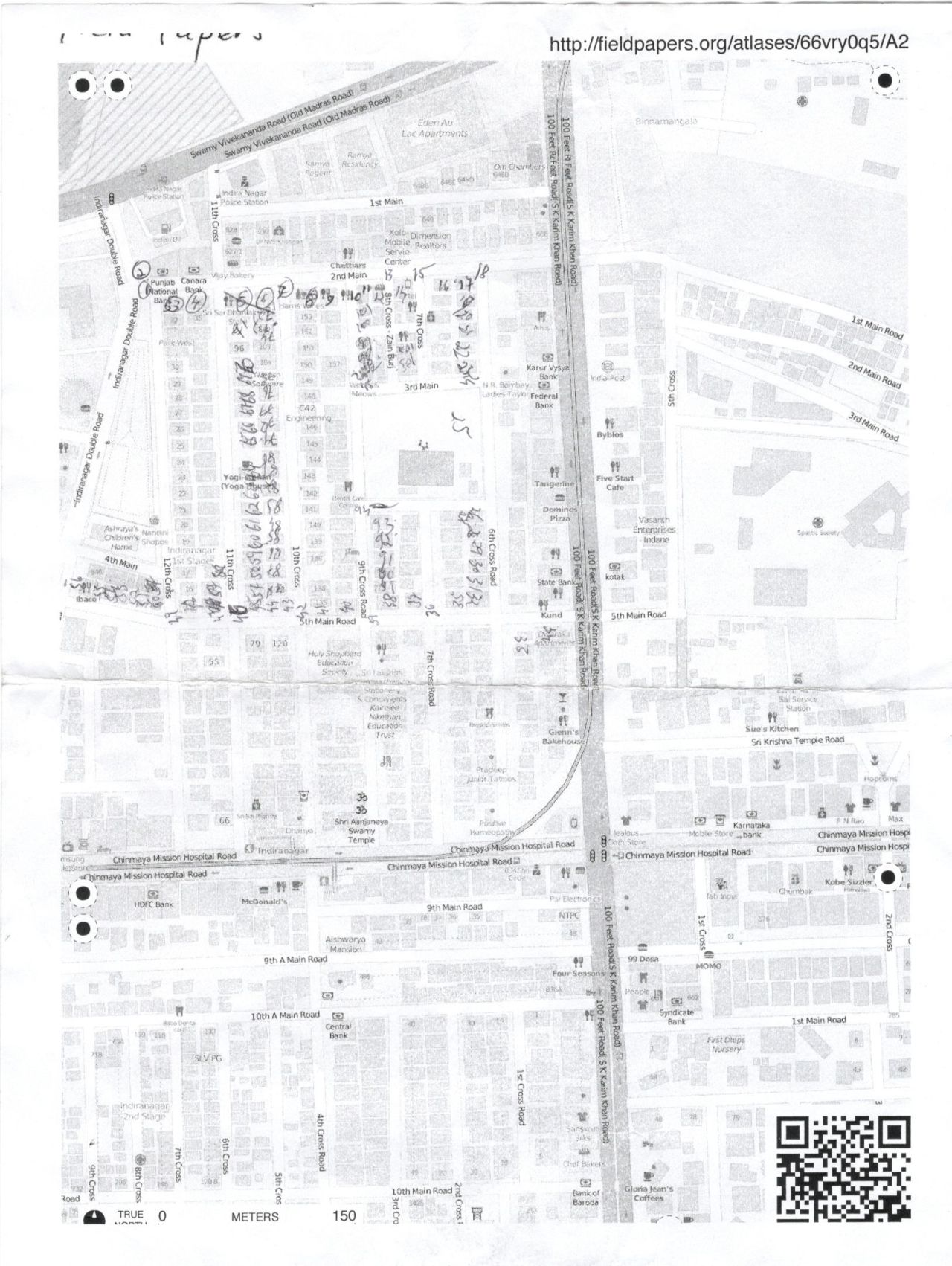 Image of the field paper survey which collected all the data from around Indiranagar.